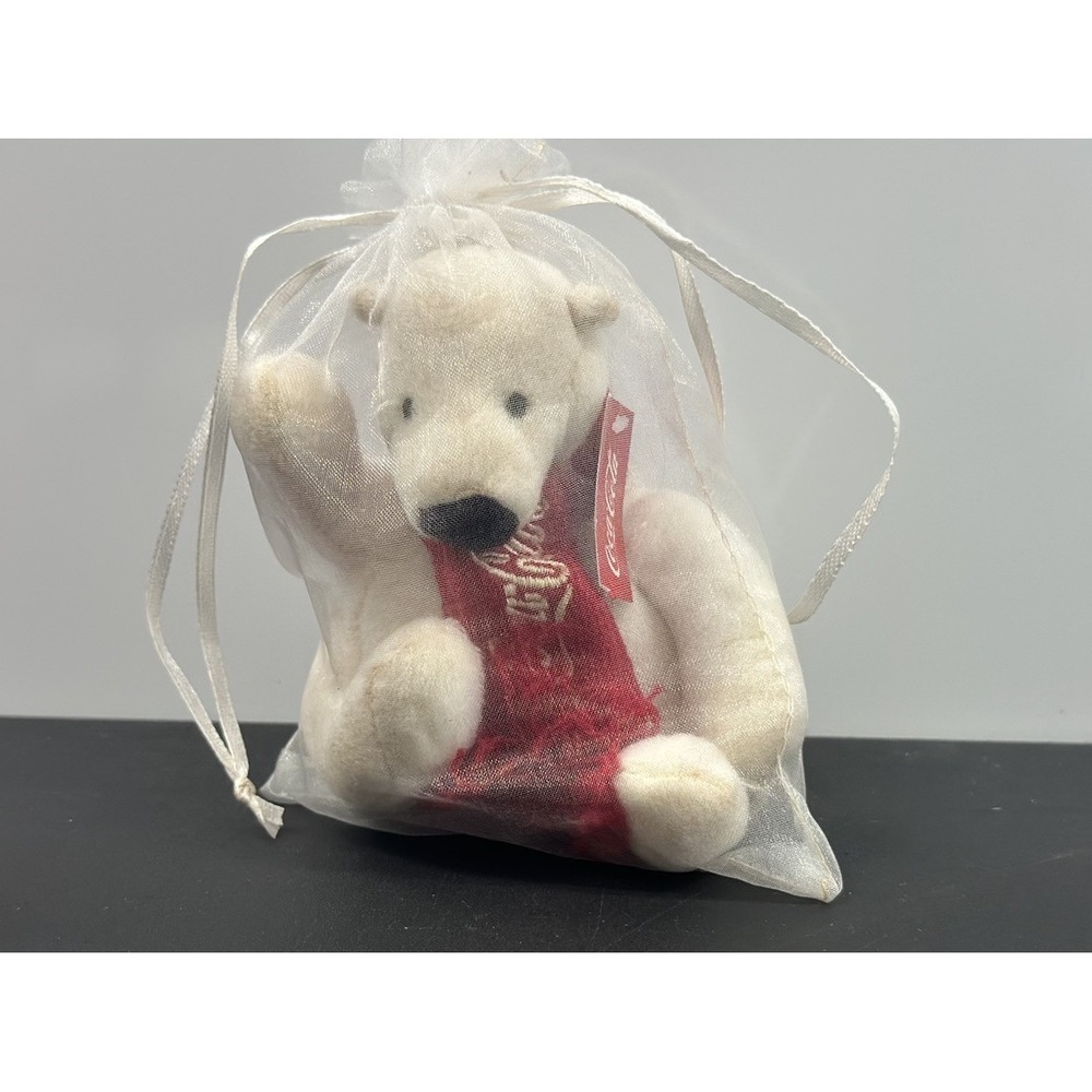 Vintage Coca-Cola 4.5" Polar Bear Plush Scarf Tagged Used Plush Stuffed Animal